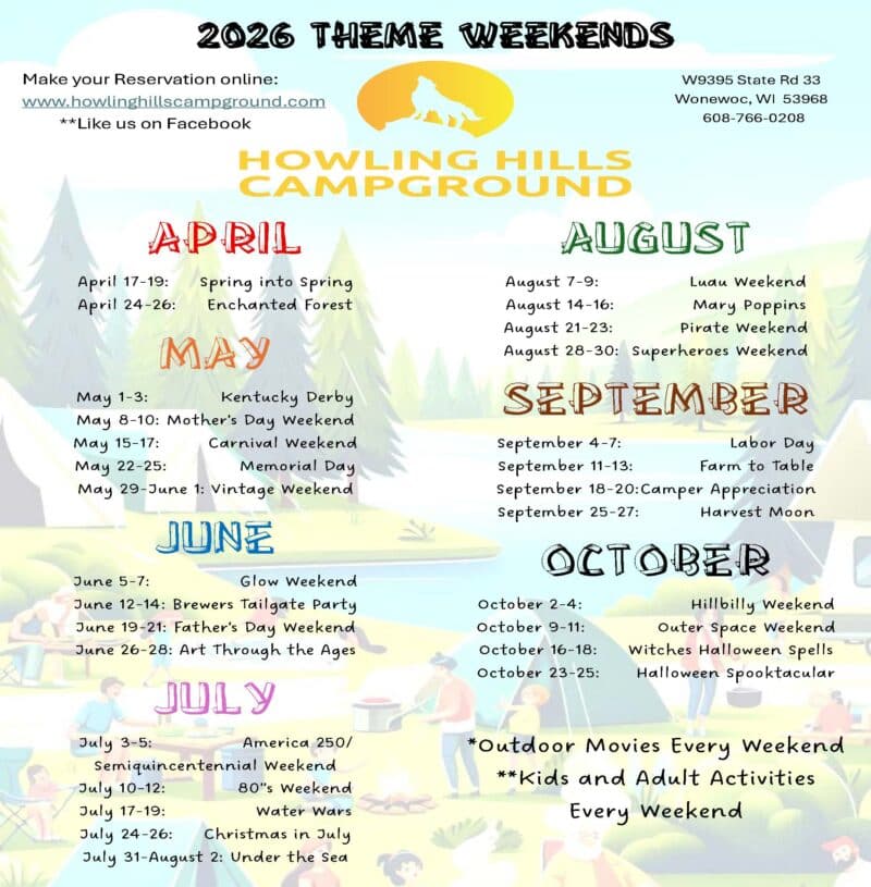 Howling hills campground 2026 themed weekends